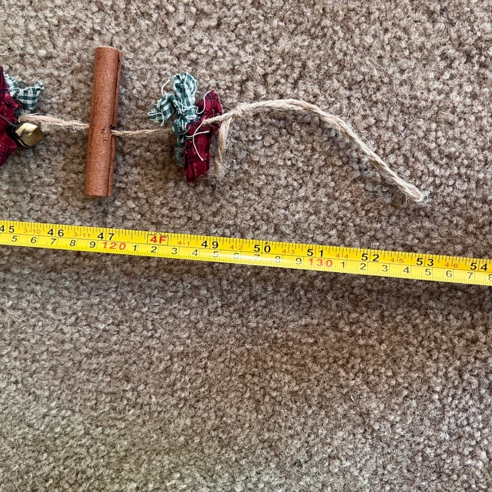 Vintage Rustic Christmas Garland Wooden Teddy Bear Gingerbread Cinnamon Sticks